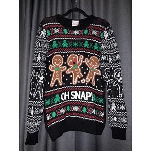 Festive Black Gingerbread Sweater